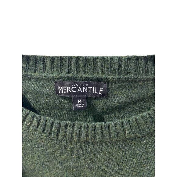 J.Crew Mercantile Wool Blend Crewneck Sweater Green Size M Fishermen Gorpcore - Picture 3 of 12